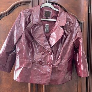 Women’s burgundy faux leather jacket